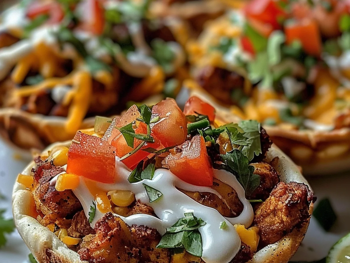 Easy Mini Chicken Taco Flatbread Cups That Wow!