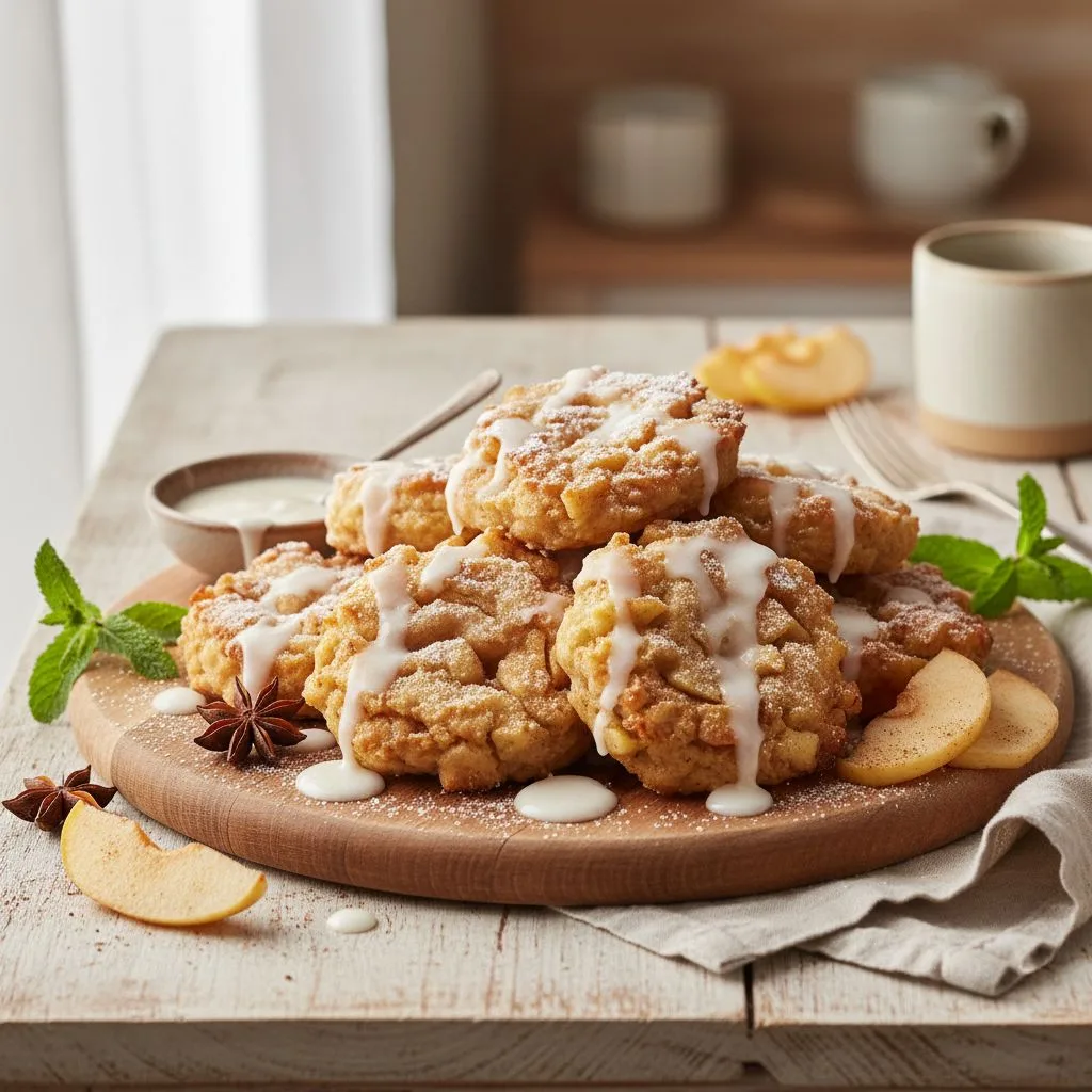 Warm Baked Apple Fritters with Maple Glaze