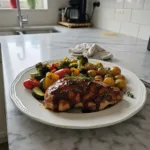Tender Balsamic Glazed Chicken & Roasted Veggies Dinner 6 balsamic glazed chicken with roasted veggies recip featured