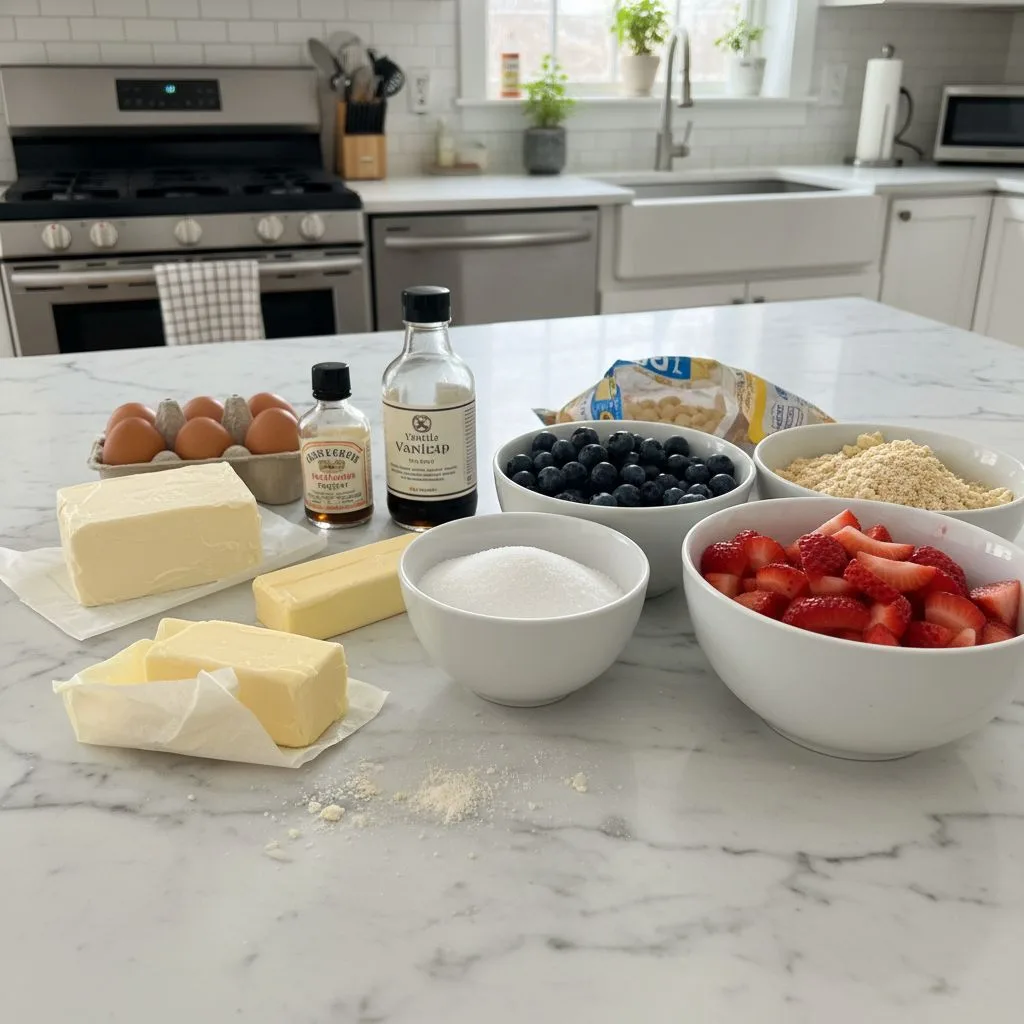 Patriotic Cheesecake Bars: A Berry Swirl Delight 5 Recipe image
