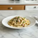 creamy pasta garlic shrip featured