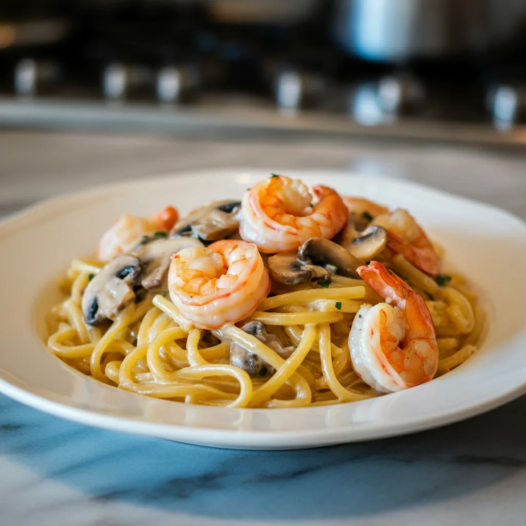 Creamy Shrimp Pasta with Mushrooms: A Weeknight Favorite 4 Recipe image