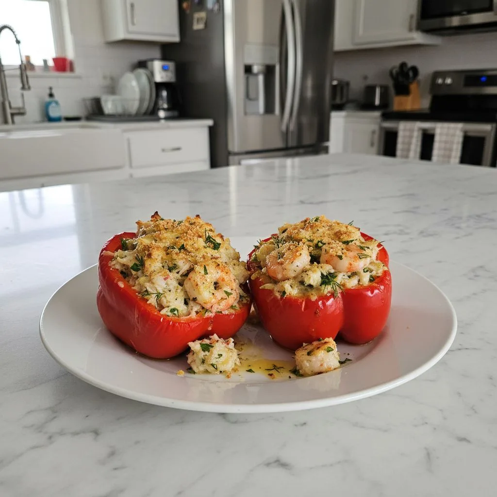 Creamy Crab & Shrimp Stuffed Bell Peppers 4 Recipe image