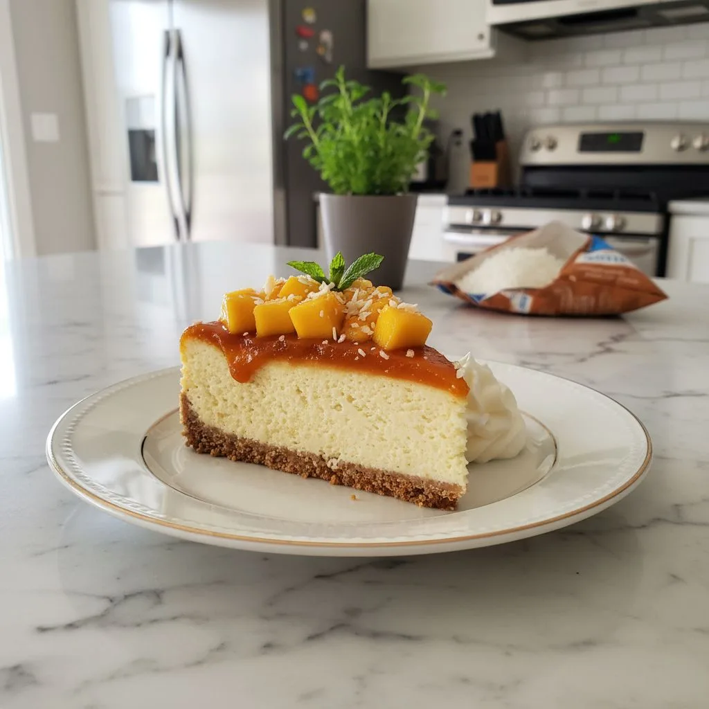 Creamy Mango Cheesecake Bliss: A Tropical Treat 4 Recipe image