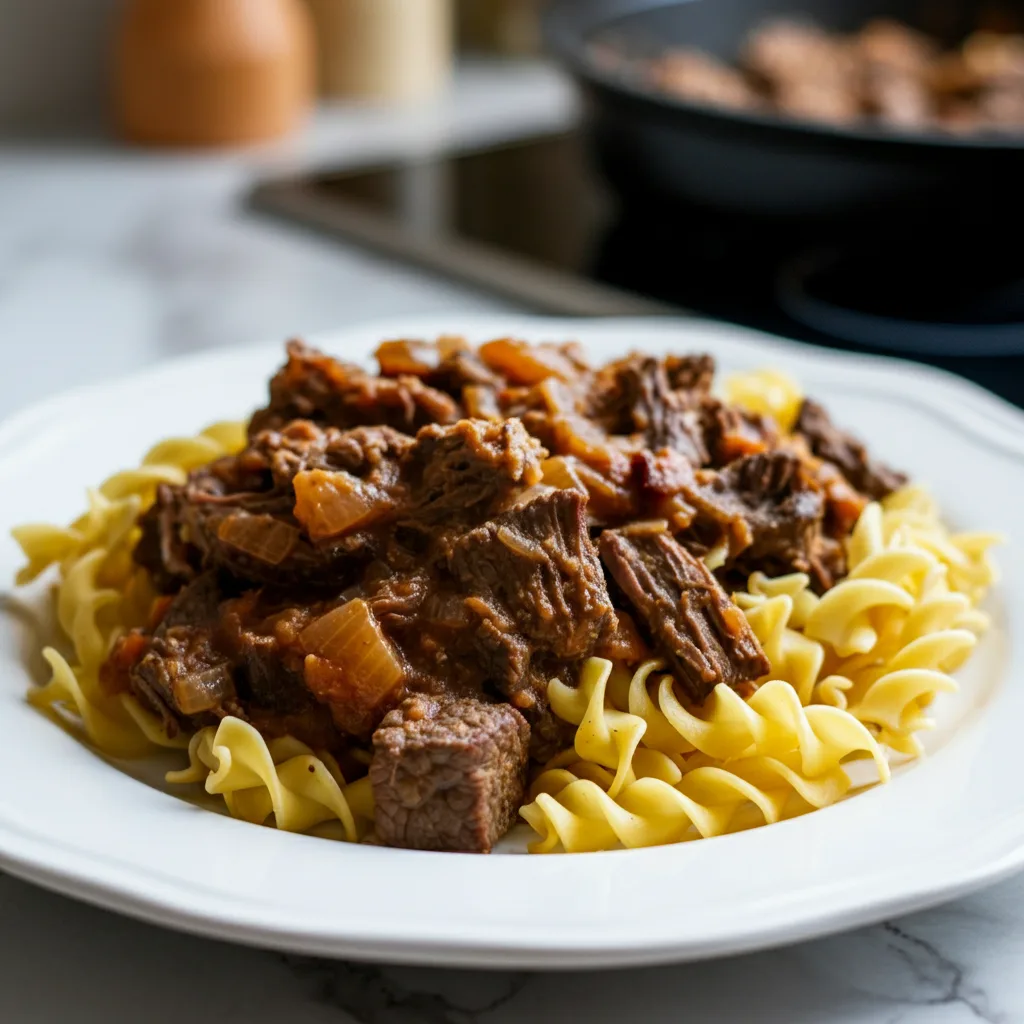 Easy Crockpot Beef Tips & Noodles: Slow Cooker Comfort 4 Easy Crockpot Beef Tips Noodles Recipe Blog Image 1