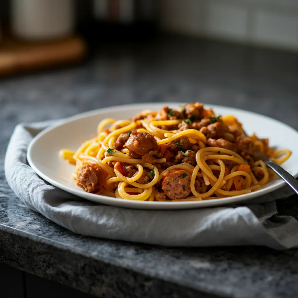 Ground Sausage Spaghetti: My Quick Weeknight Comfort 4 Recipe image