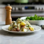 lemony chive potato salad with parmesan featured