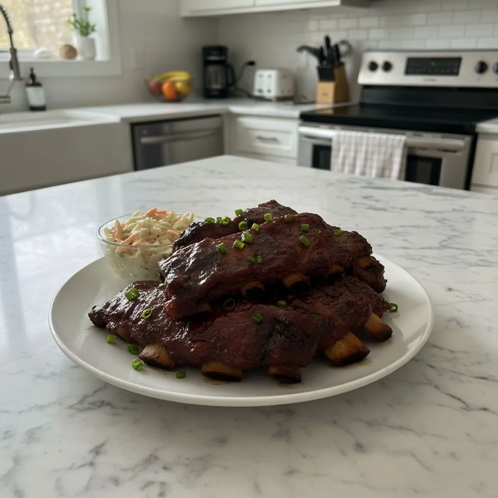 Tender Slow Cooker Barbequed Beef Ribs 4 Recipe image