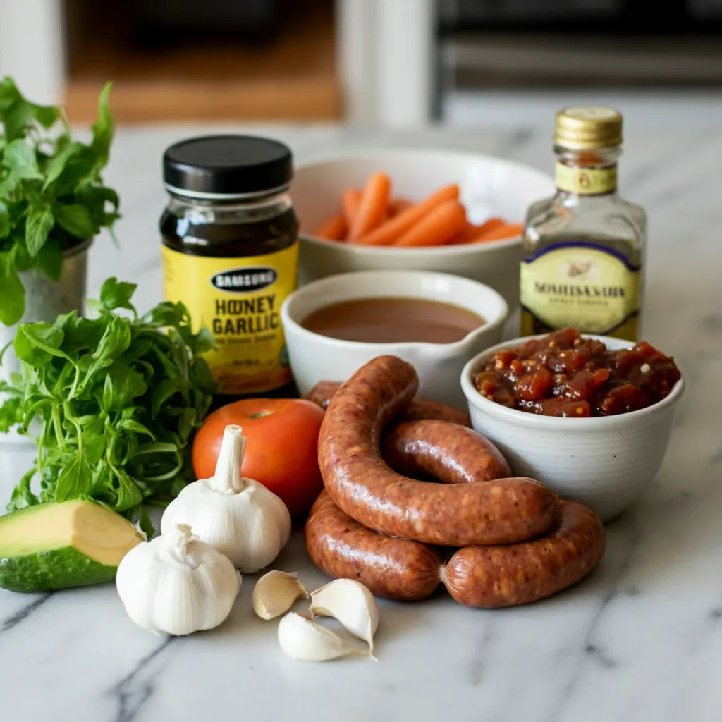 Sticky Honey Garlic Sausage Pasta Skillet, A Speedy Dinner 5 Recipe image