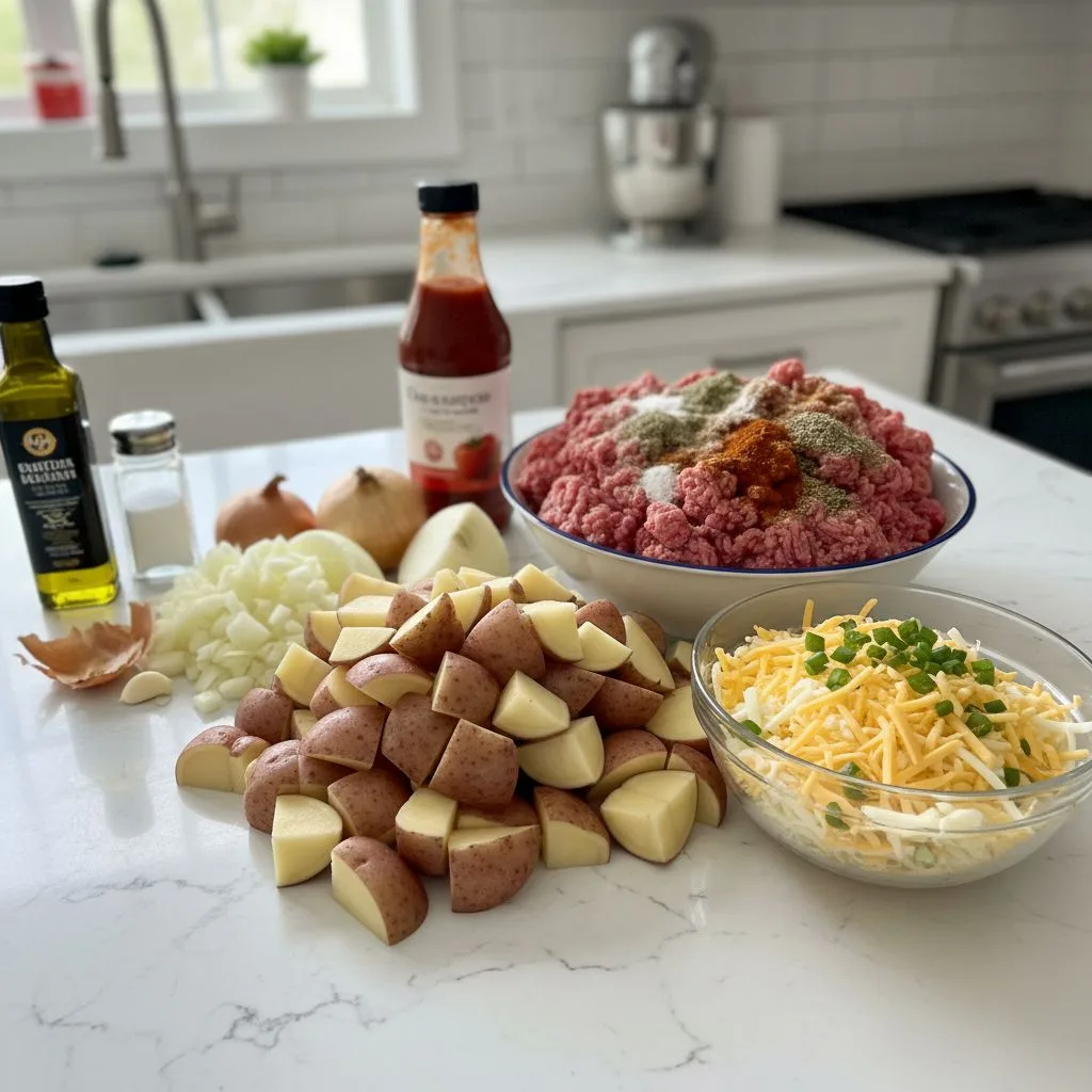Hearty Cheesy Ground Beef & Potato Casserole (One-Pan!) 5 Recipe image