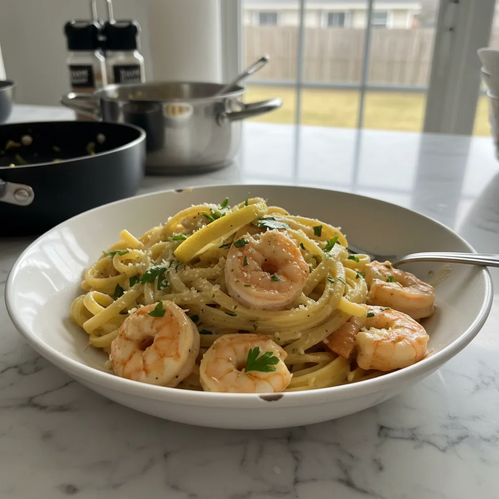 Creamy Lemon Garlic Shrimp Pasta: A Weeknight Treat 4 Recipe image