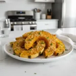 crispy garlic parmesan roasted acorn squash wedges featured
