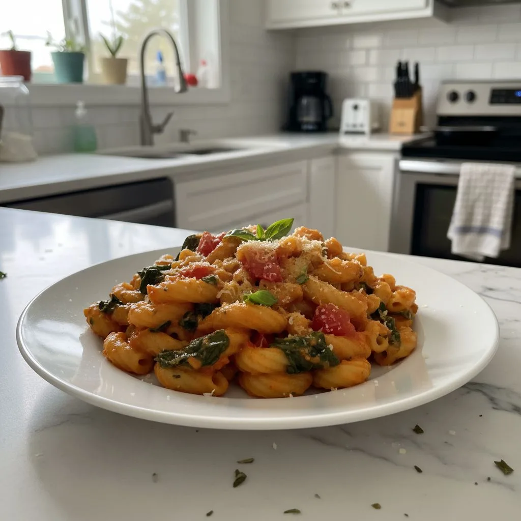 Creamy Spinach Tomato Pasta: Quick Weeknight Meal 4 Recipe image
