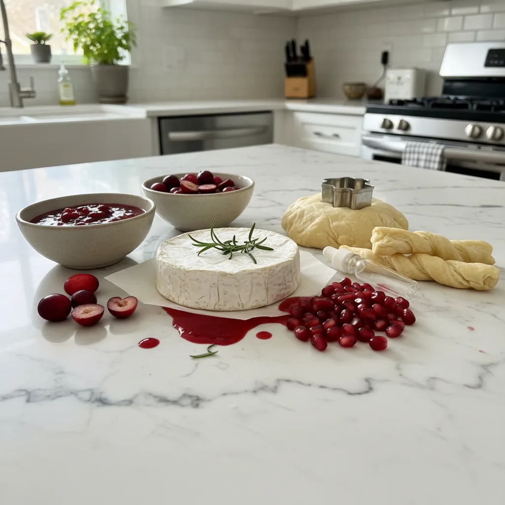 Ghoulish Halloween Bloody Baked Brie with Raspberry Glaze 5 Recipe image
