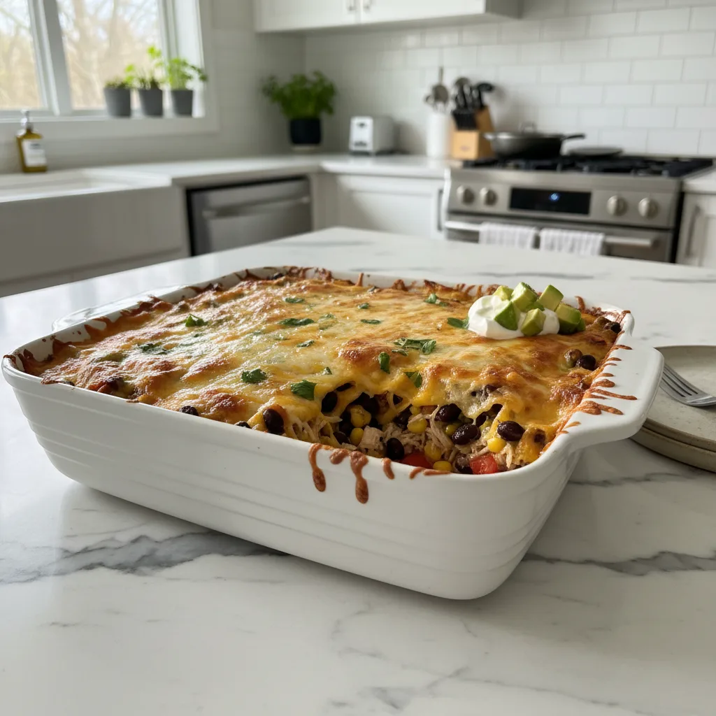Hearty Chicken Burrito Casserole: Baked Family Dinner 4 Recipe image