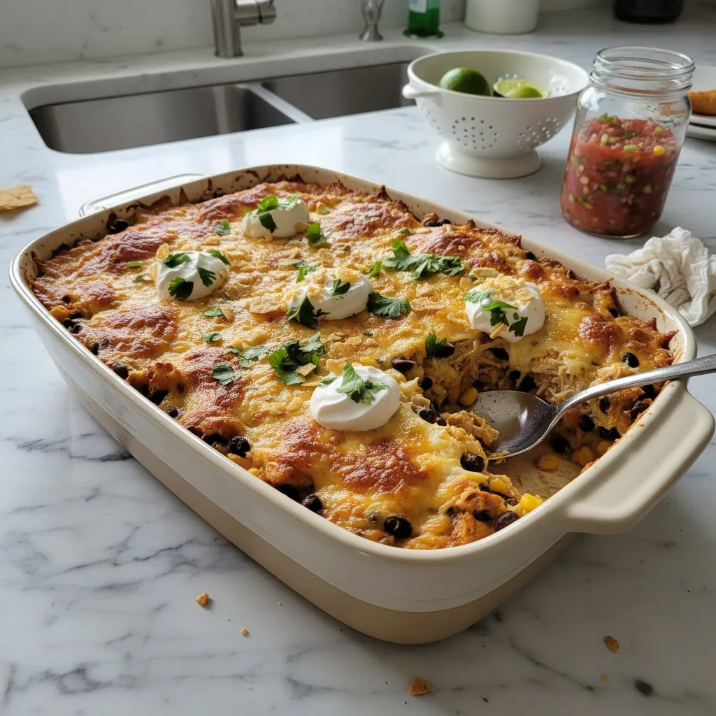 Hearty Chicken Burrito Casserole: Baked Family Dinner