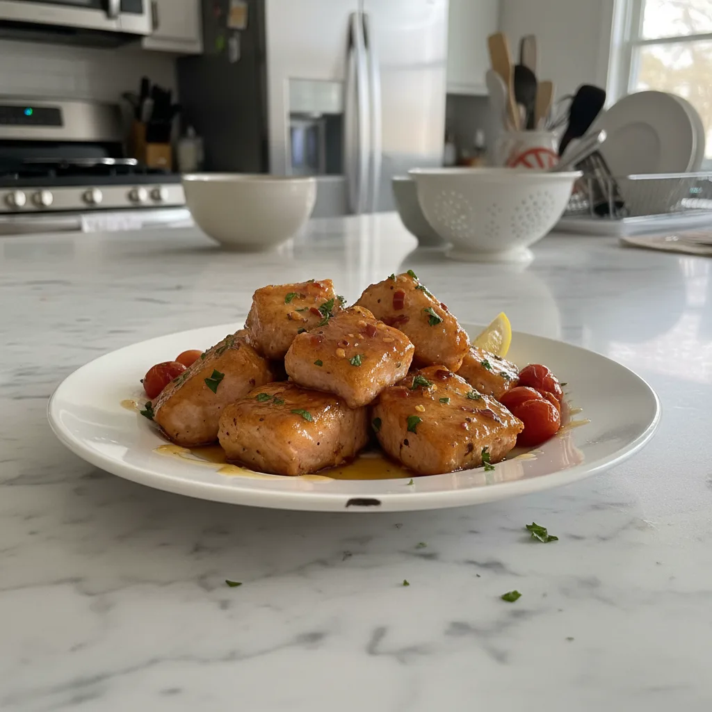 Spicy Hot Honey Salmon Bites: Quick Dinner Magic 4 Recipe image