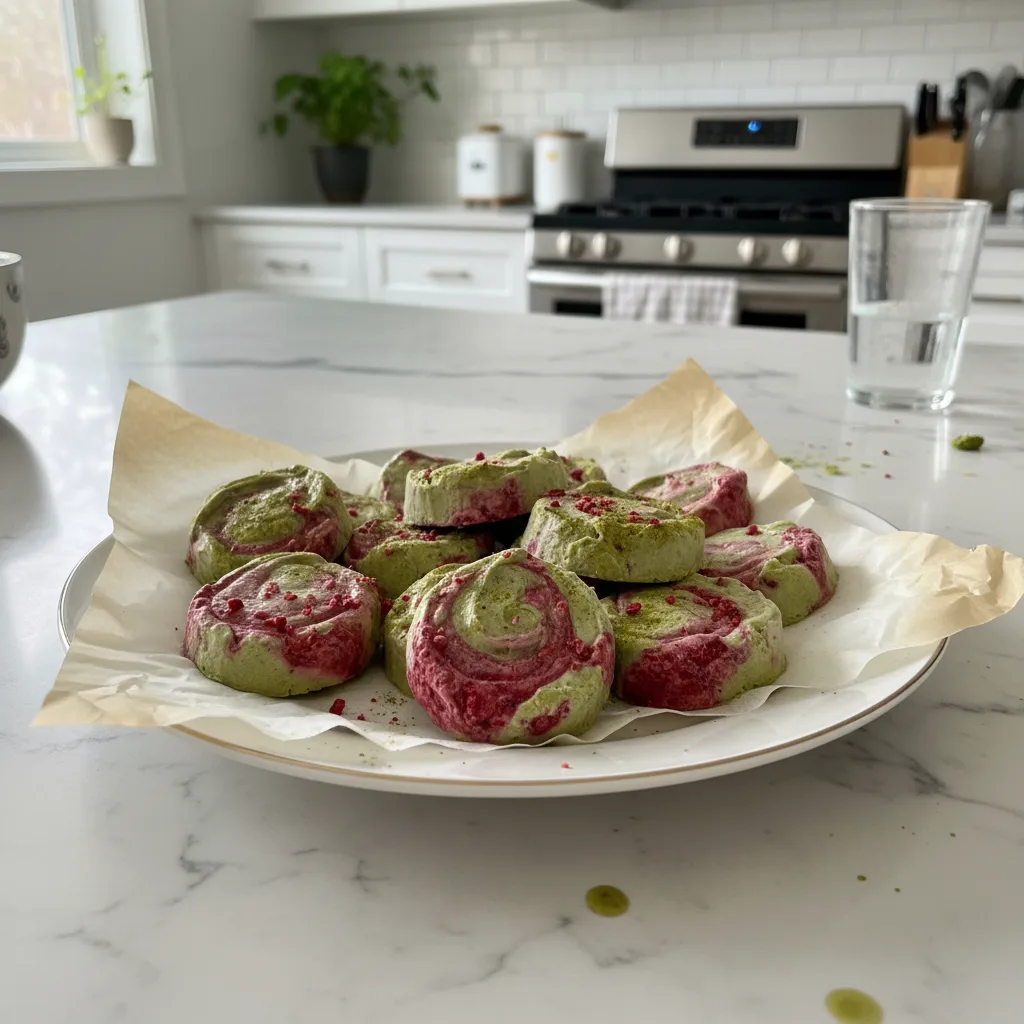 Fresh Matcha & Raspberry Swirl Yogurt Bites