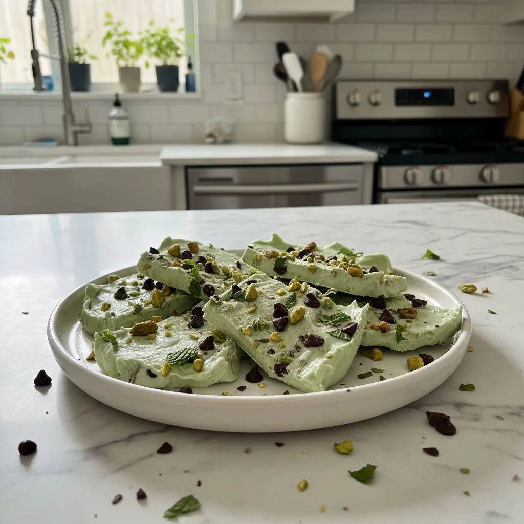 Refreshing Mint Chocolate Chip Yogurt Bark 4 Recipe image