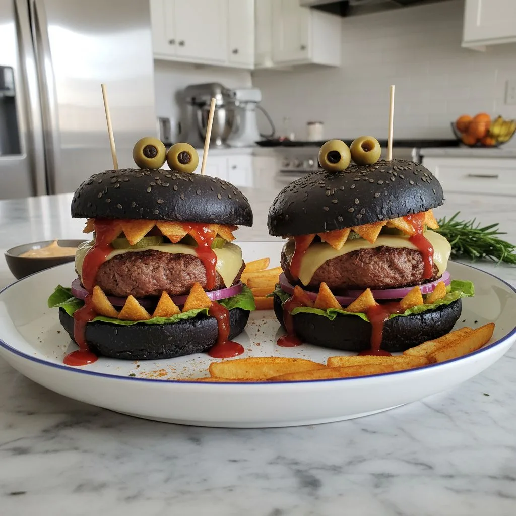 Spooky Monster Burgers Halloween Recipe Fun 4 Recipe image