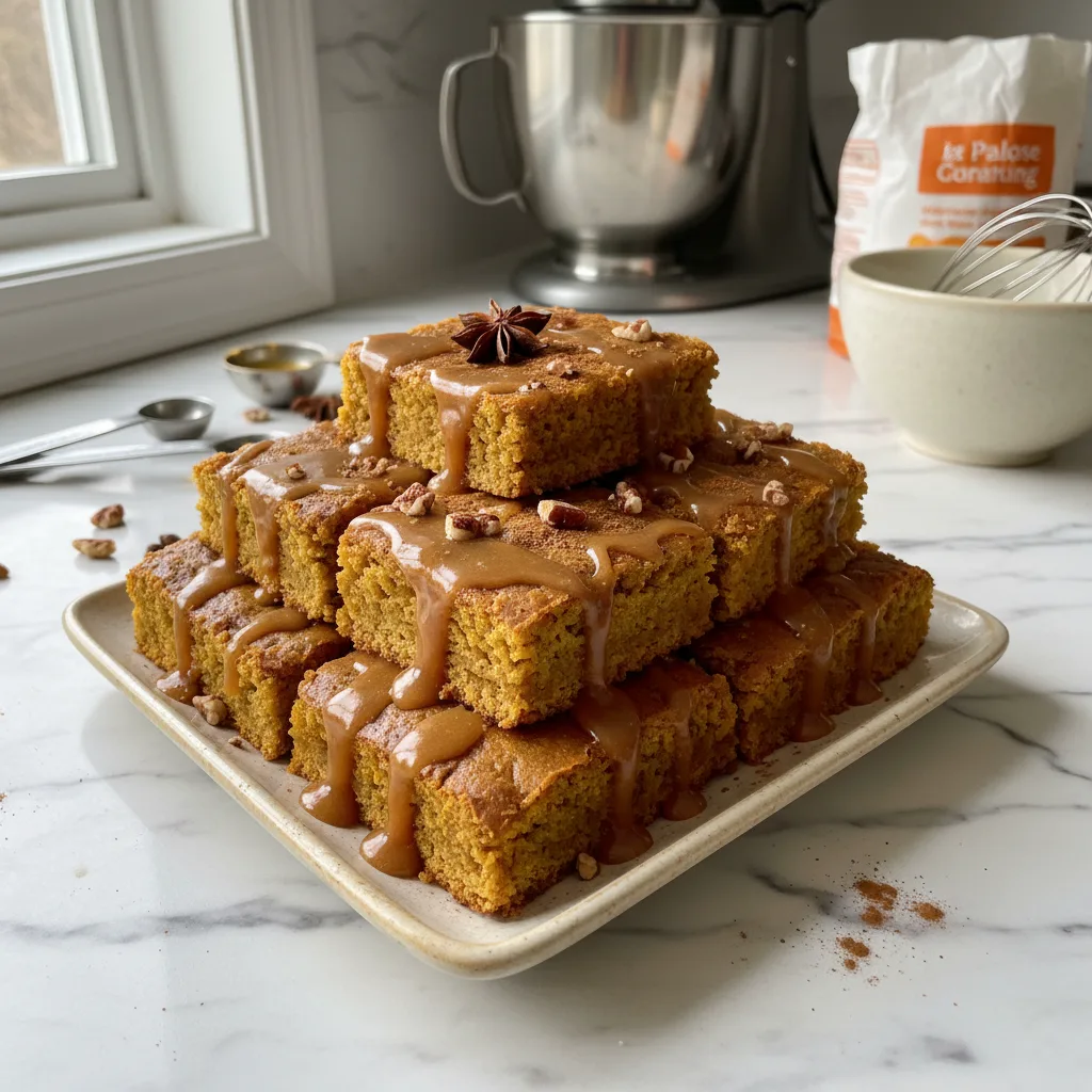 Rich Pumpkin Bars with Warm Maple Glaze and Spices 4 Recipe image