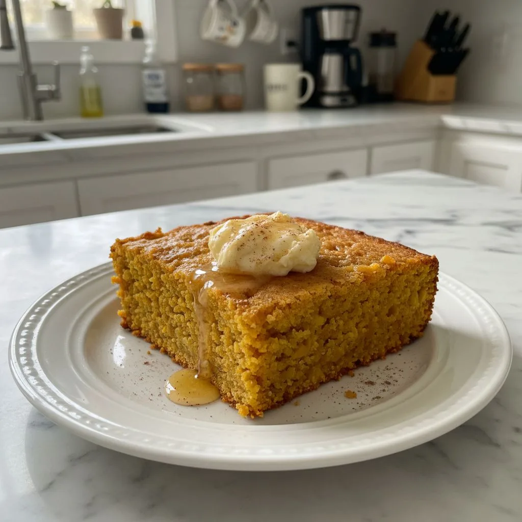 Rustic Pumpkin Cornbread with Cinnamon Honey Butter 4 Recipe image