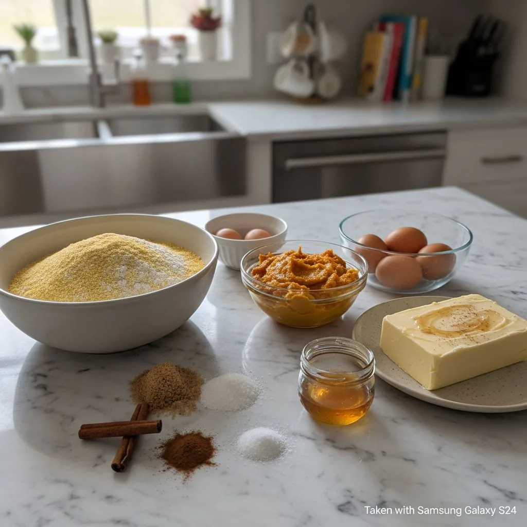 Rustic Pumpkin Cornbread with Cinnamon Honey Butter 5 Recipe image