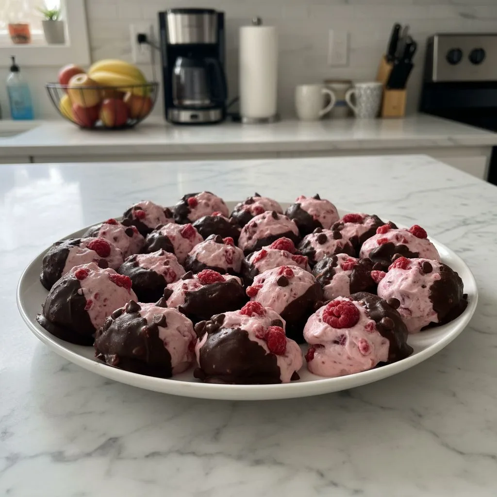 Creamy Raspberry Chocolate Yogurt Bites: A Sweet Treat 4 Recipe image