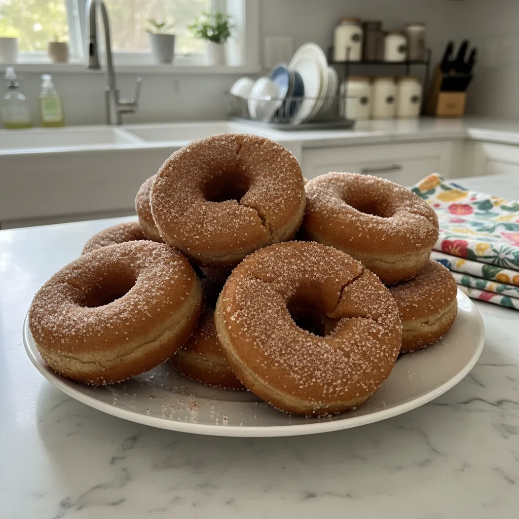 Spiced Apple Cider Donuts with Cinnamon Sugar Coating