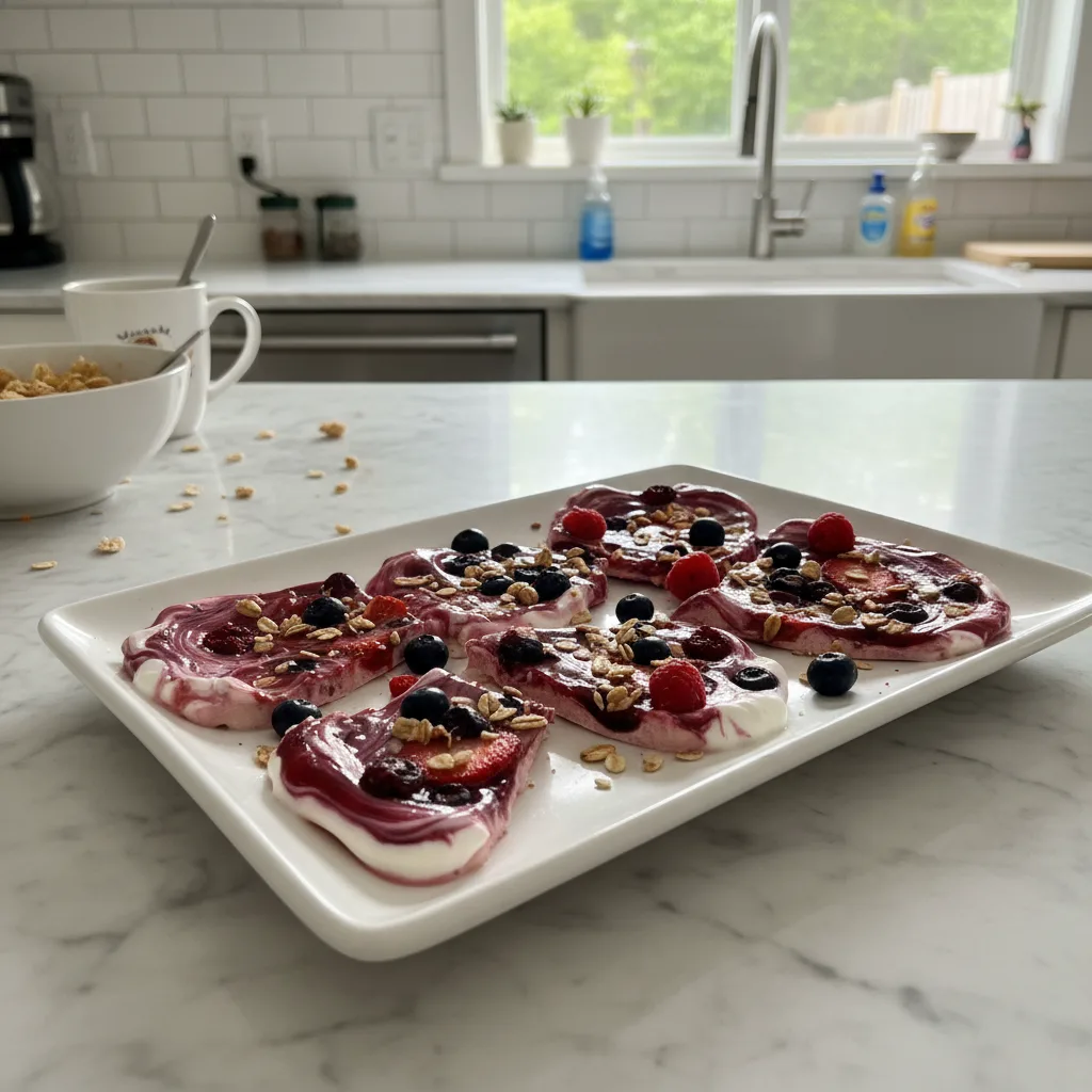 Fresh Triple Berry Swirl Yogurt Bark Delight