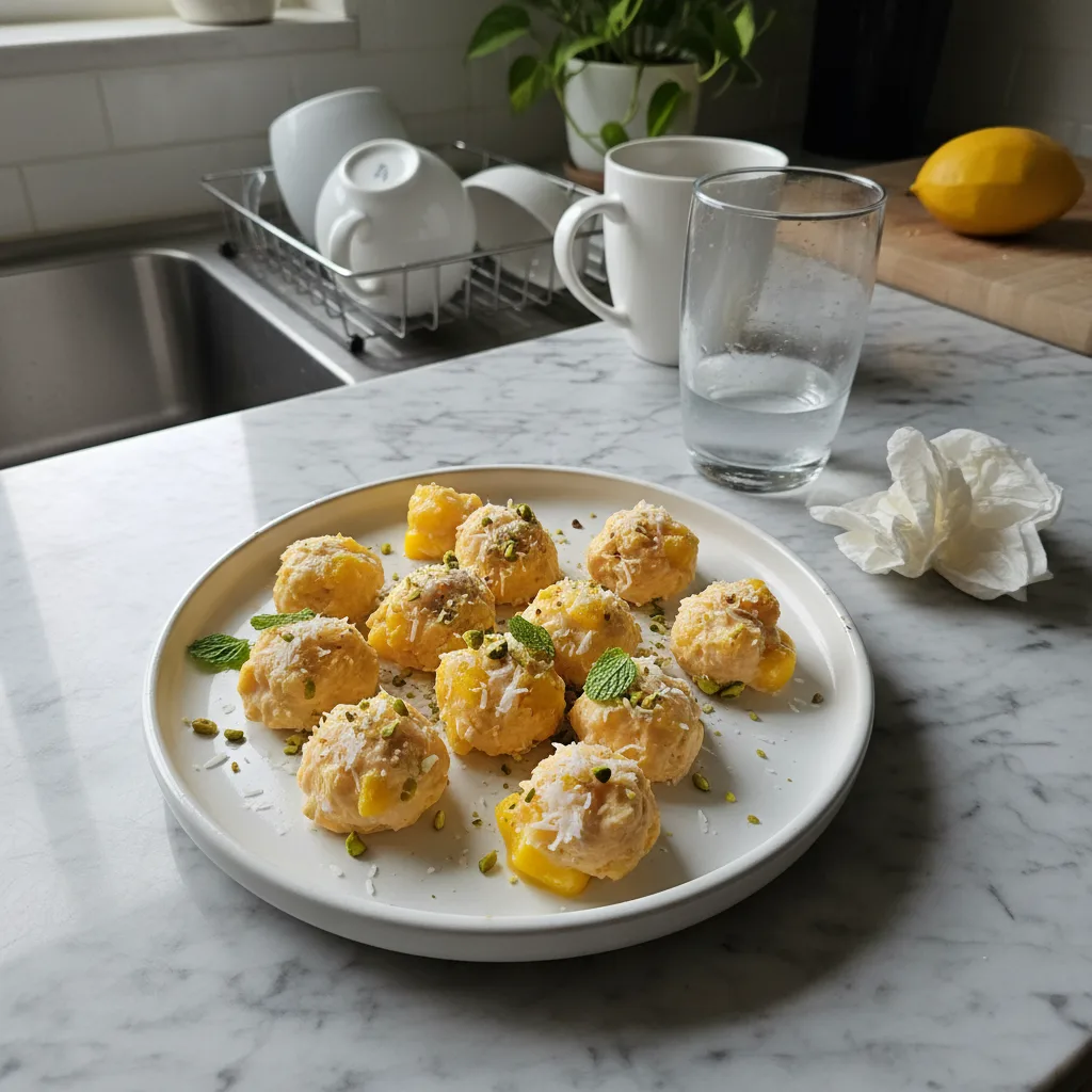 Tangy Tropical Yogurt Bites: Mango, Pineapple, Coconut