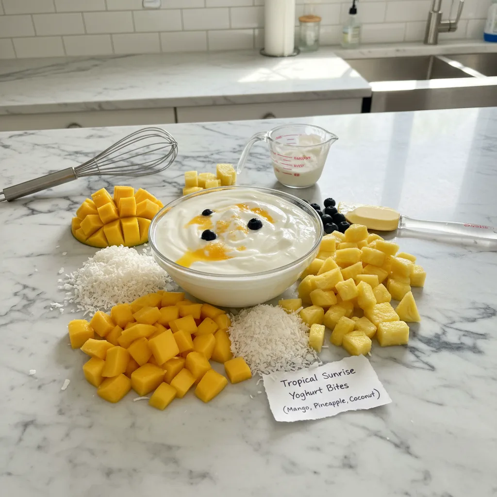 Tangy Tropical Yogurt Bites: Mango, Pineapple, Coconut 5 Recipe image