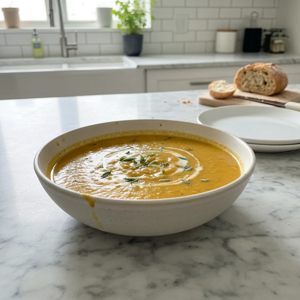 Velvety Sage Acorn Squash Soup, Creamy Comfort 4 Recipe image