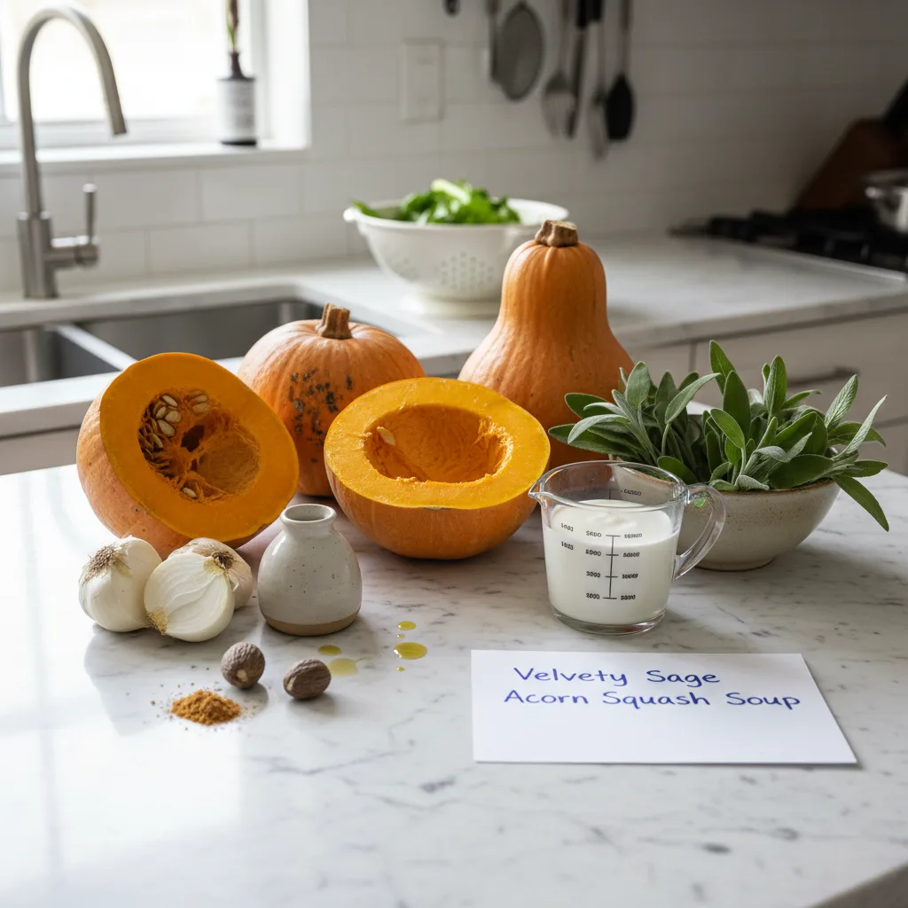 Velvety Sage Acorn Squash Soup, Creamy Comfort 5 Recipe image