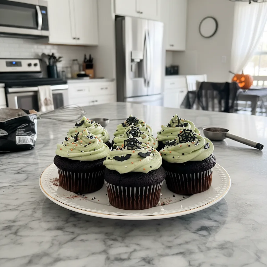 Dark Black Velvet Cupcakes for Halloween Night