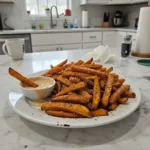 crunchy oven roasted sweet potato fries featured