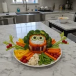 monster shape halloween veggie platter featured