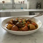 Tender Homestyle Beef Stew & Potatoes 6 rustic homestyle beef stew with potatoes featured