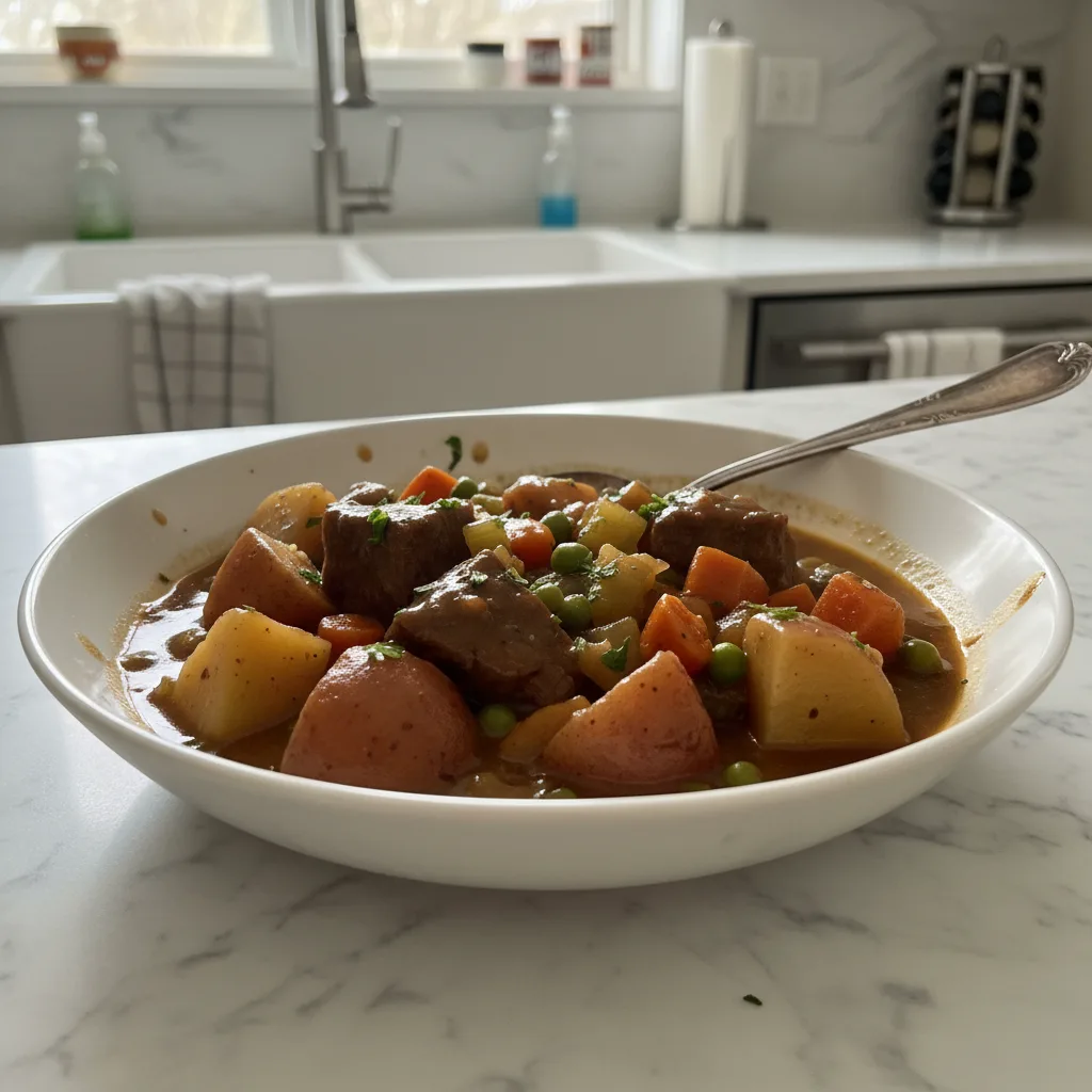 Tender Homestyle Beef Stew & Potatoes