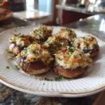My Go-To Garlic Parmesan Stuffed Mushrooms 8 stuffed mushrooms with garlic and parmesan featured